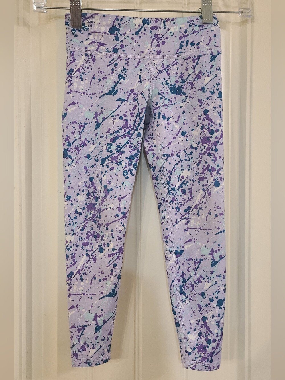 Girls' Athletic Works Purple Paint-Splatter Leggings Size XS